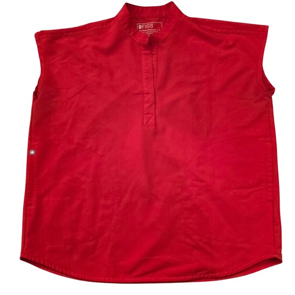FIGS Rafaela Pop Red Oversized Scrub Top Women's S Professional Stylish Comfort - Picture 1 of 5